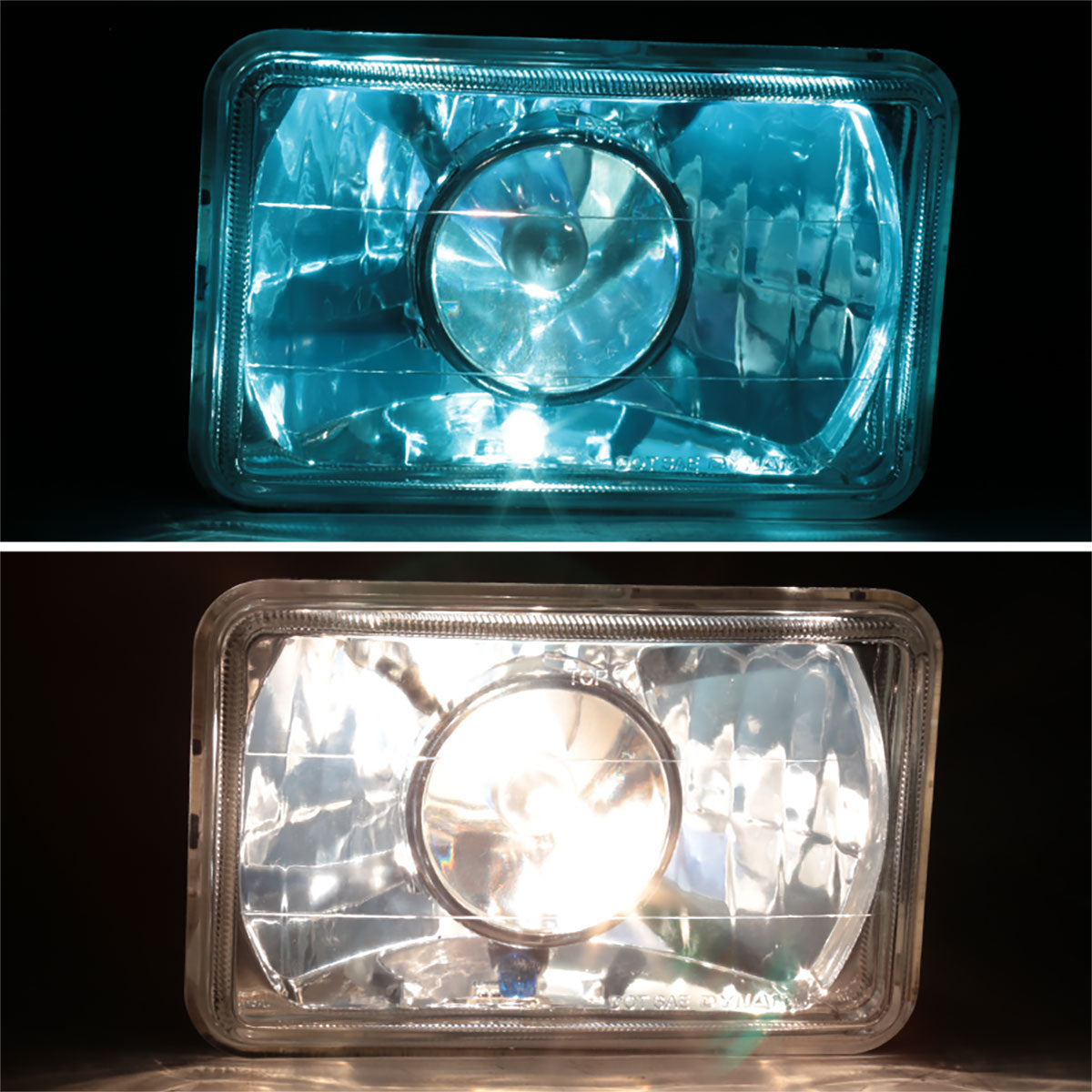 Ronnin - Fits All Vehicles with 4" X 6" Sealed Beam Projector Headlights H4651 H4652 H4656 H4666 H6545 Pair | Chrome