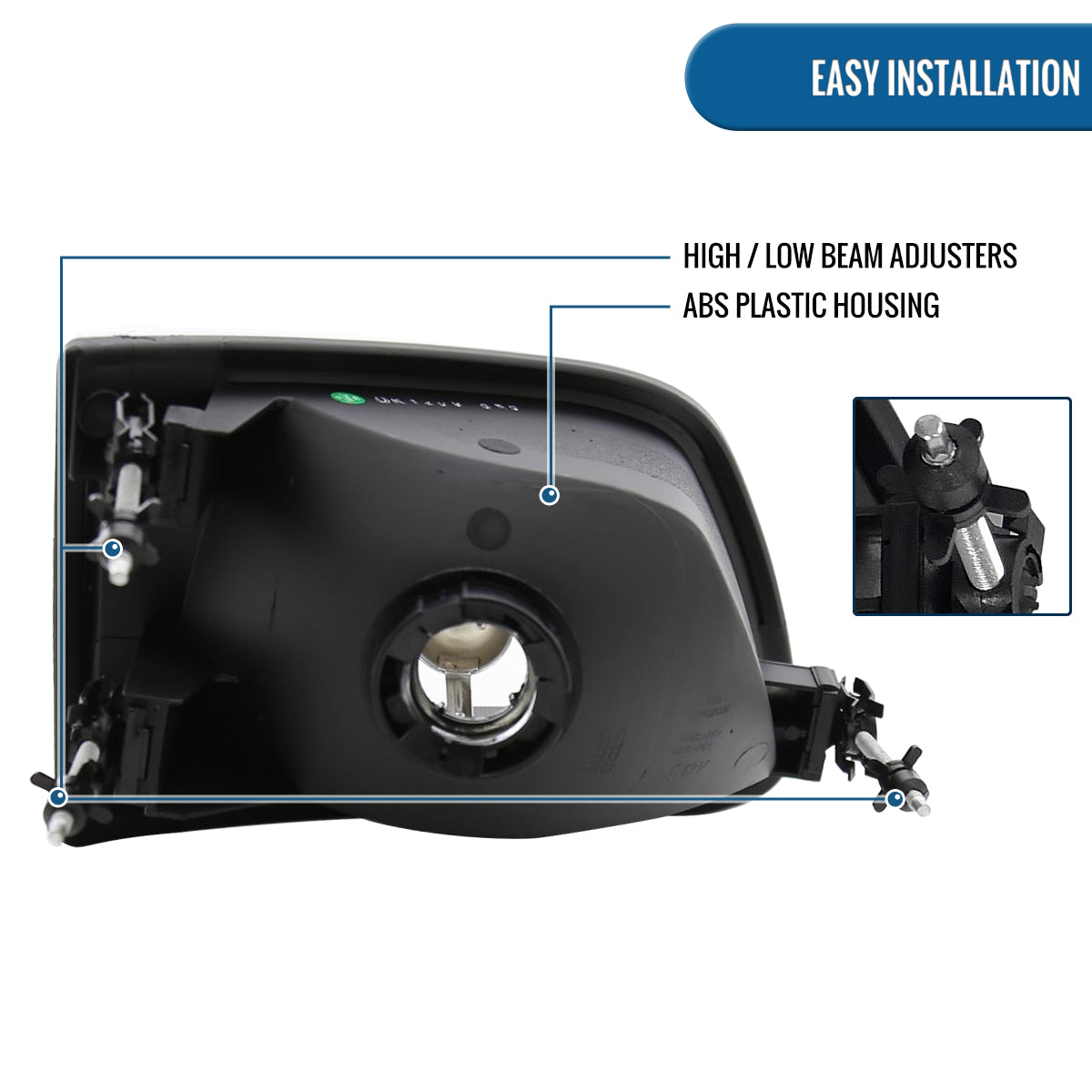 Ronnin - Fits 1997-2003 Ford F150 Expedition Headlights Factory Replacement Assembly Pair | Black