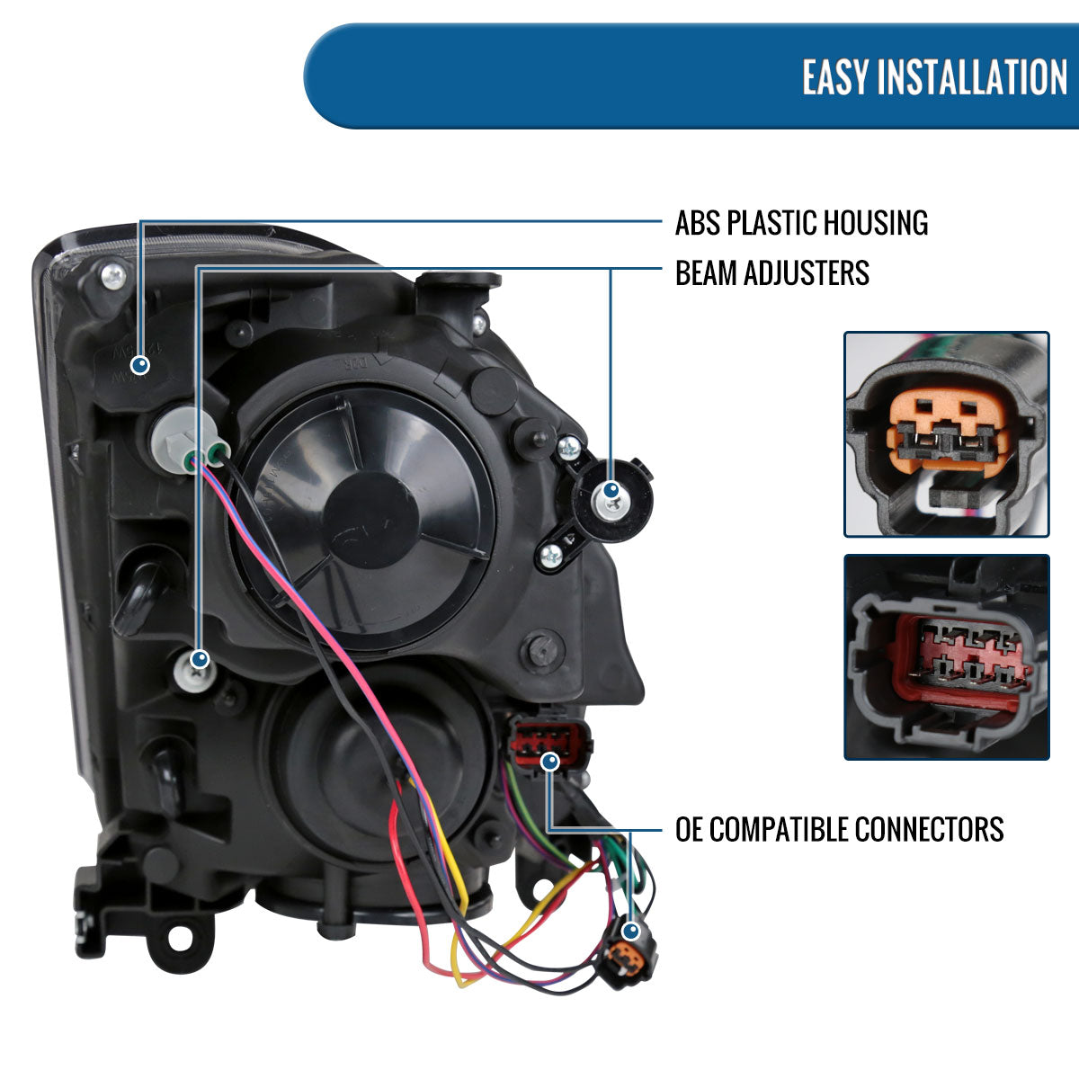 Ronnin - Fits 2003-2005 Infiniti G35 2Dr Coupe Xenon HID Factory Replacement Headlights Assembly Pair | Black