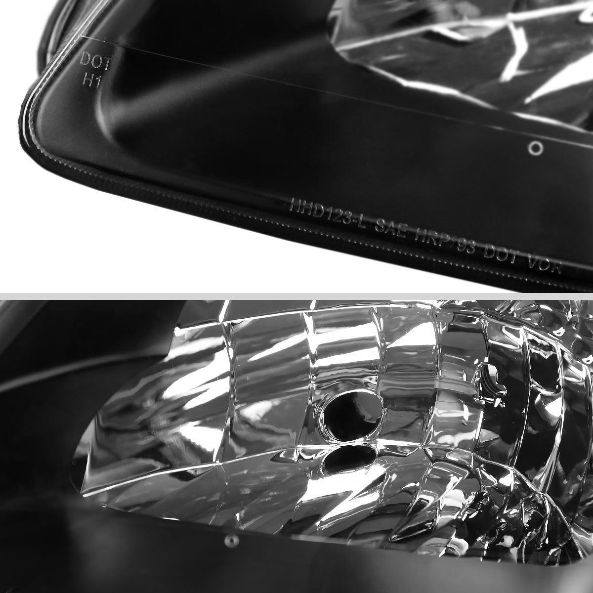 Ronnin - Fits 1997-2001 Honda Prelude Headlights Assembly Factory Direct Replacement Pair | Black