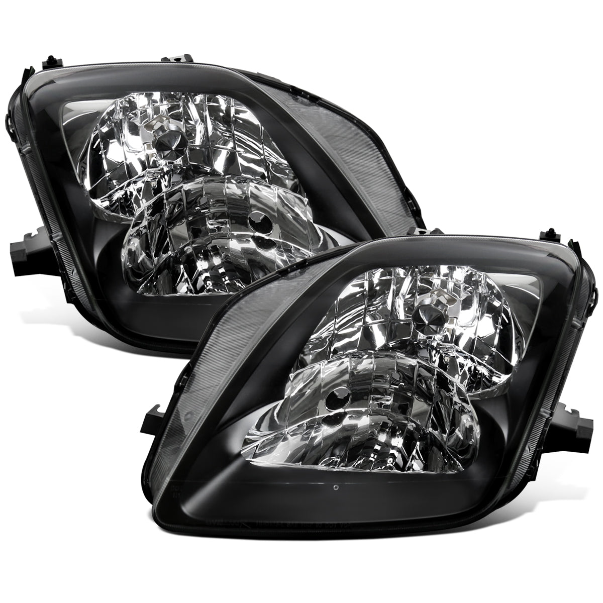 Ronnin - Fits 1997-2001 Honda Prelude Headlights Assembly Factory Direct Replacement Pair | Black