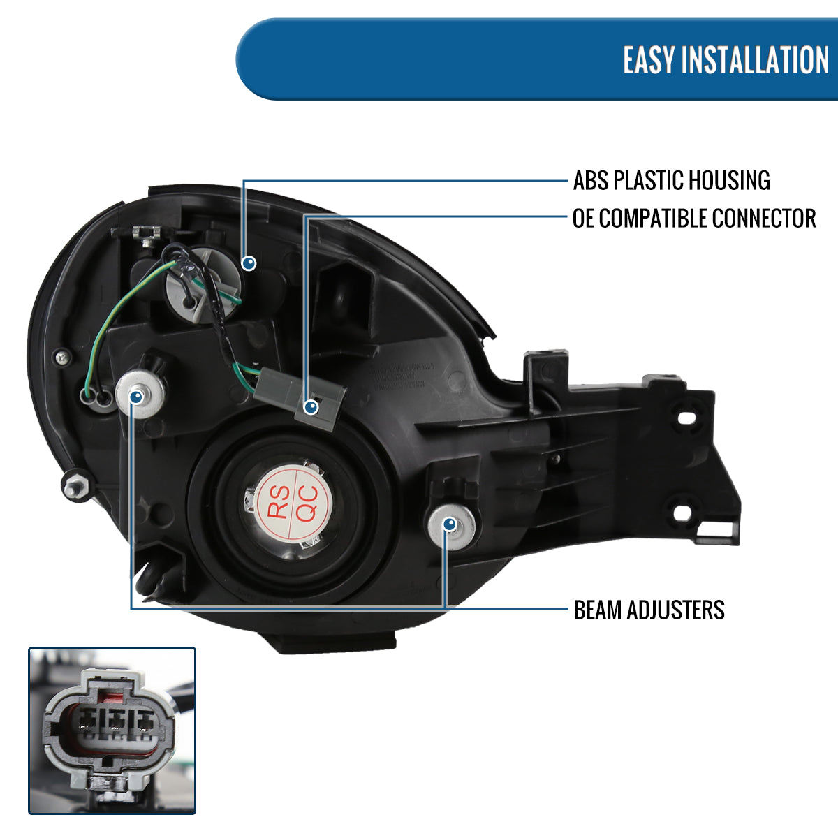 Ronnin - Fits 2002-2003 Subaru Impreza Factory Replacement Halogen Headlights Assembly Pair | Black