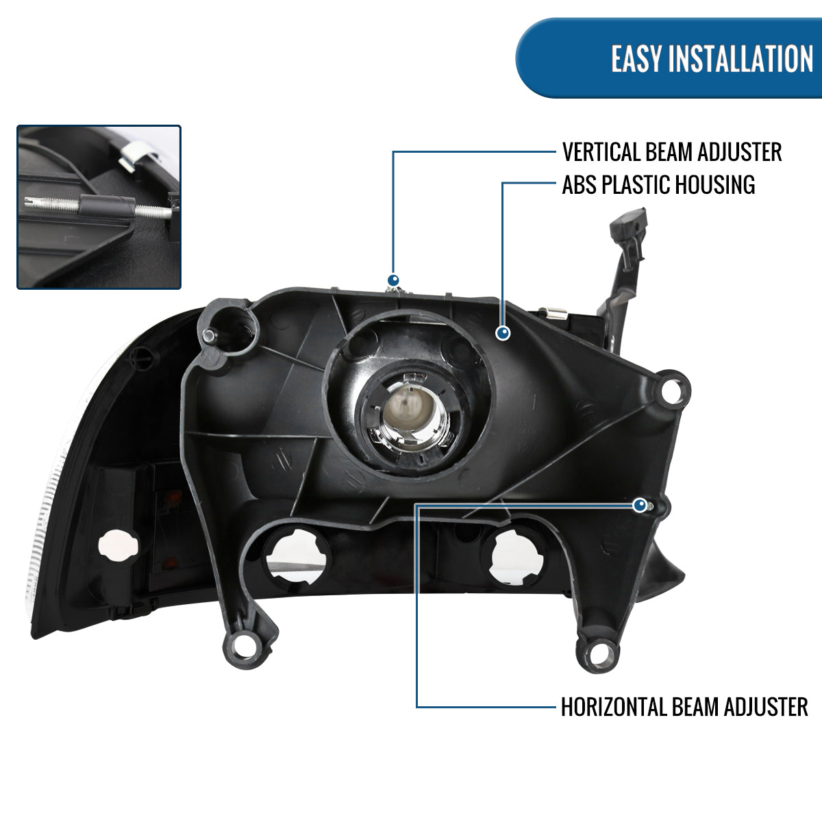 Ronnin - Fits 1997-2004 Dodge Dakota 1998-2003 Durango Replacement Headlights Assembly Pair | Black