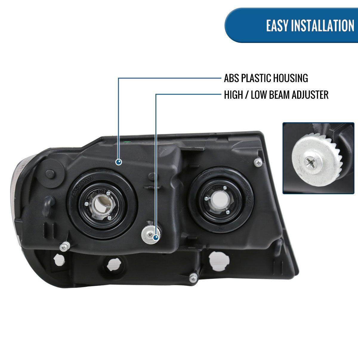 Ronnin - Fits 1999-2004 Jeep Grand Cherokee Factory Replacement Headlights Clear Turn Signal Lens Assembly Pair | Smoke