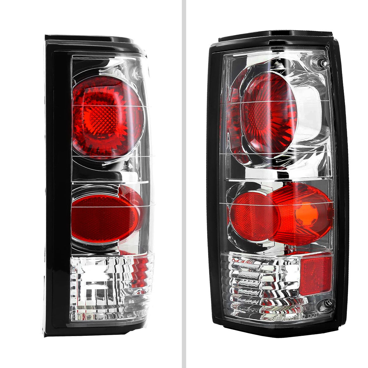 Ronnin - Fits 1982-1993 Chevy S10 1983-1994 S10 Blazer 1983-1990 GMC S15 1991-1993 Sonoma 1992-1994 Jimmy Tail Lights Replacement Pair | Chrome
