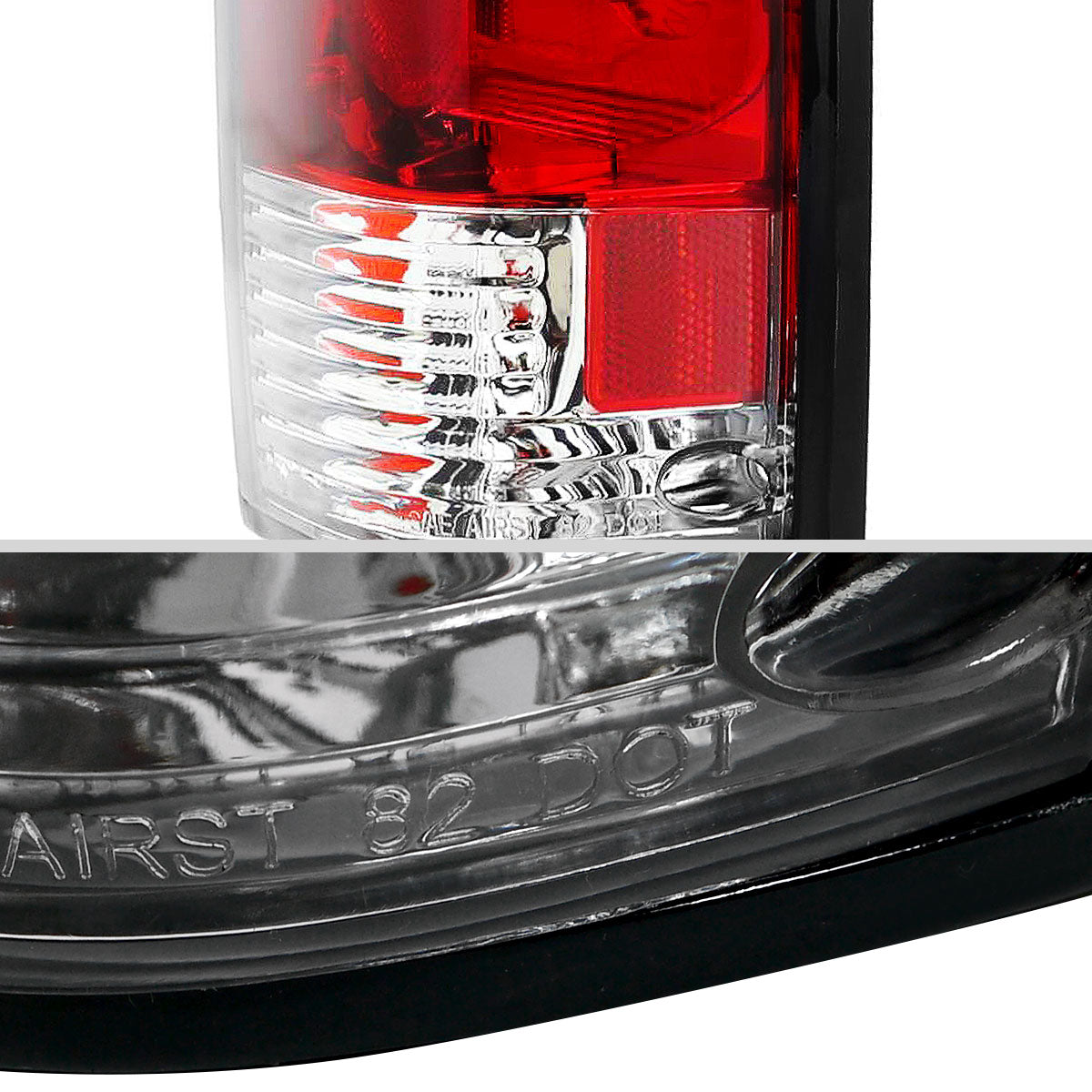 Ronnin - Fits 1982-1993 Chevy S10 Blazer 1983-1990 GMC S15 Sonoma Clear Red Tail Lights Brake Lamps Left+Right