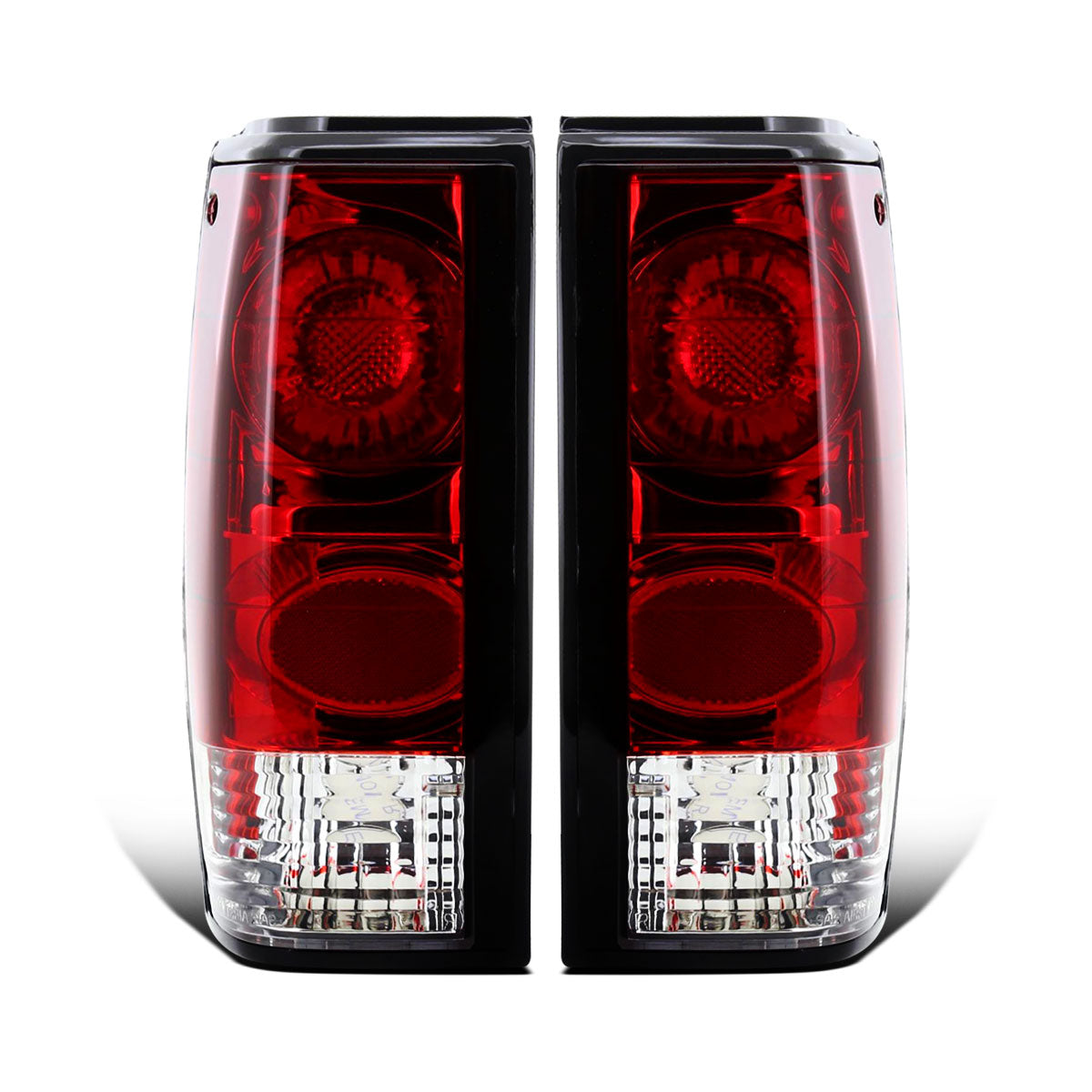 Ronnin - Fits 1982-1993 Chevy S10 Blazer 1983-1990 GMC S15 Sonoma Clear Red Tail Lights Brake Lamps Left+Right