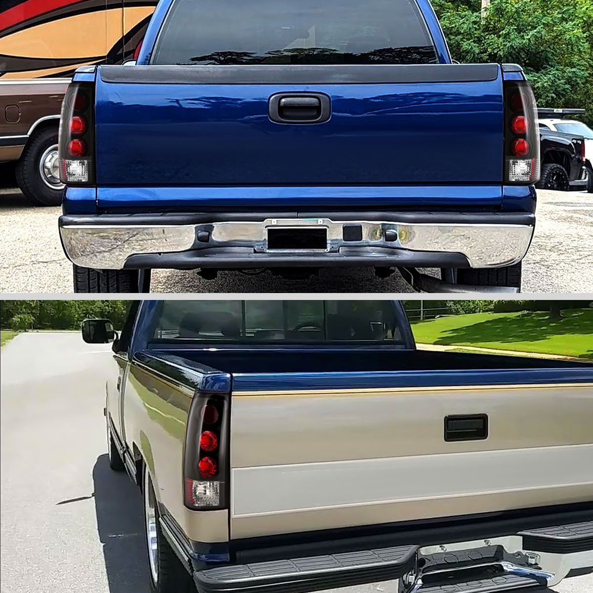 Ronnin - Fits 1999-2002 Chevy Silverado 1999-2007 Sierra Pickup Tail Lights Replacement Rear Brake Lamps Assembly Pair | Black