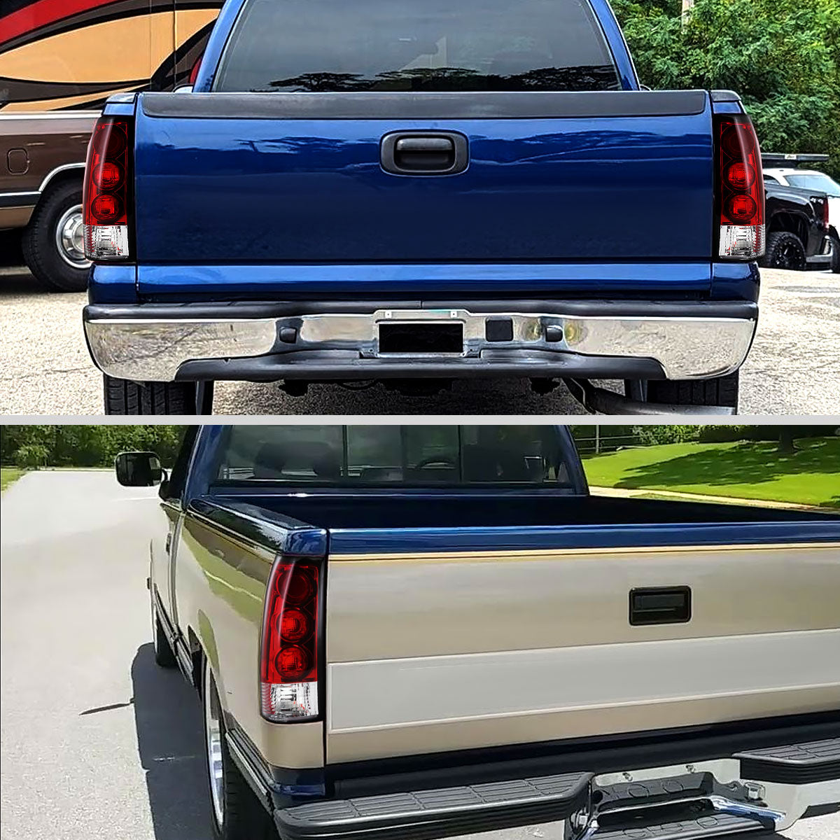 Ronnin - Fits 1999-2002 Chevy Silverado 1999-2007 Sierra Pickup Tail Lights Replacement Rear Brake Lamps Assembly Pair | Red