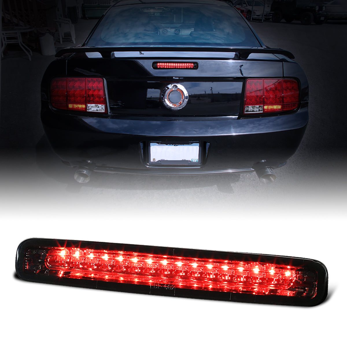 Ronnin - Fits 2005-2009 Ford Mustang LED 3rd Third Brake Light Center Lamp Replacement 1-Piece | Smoke