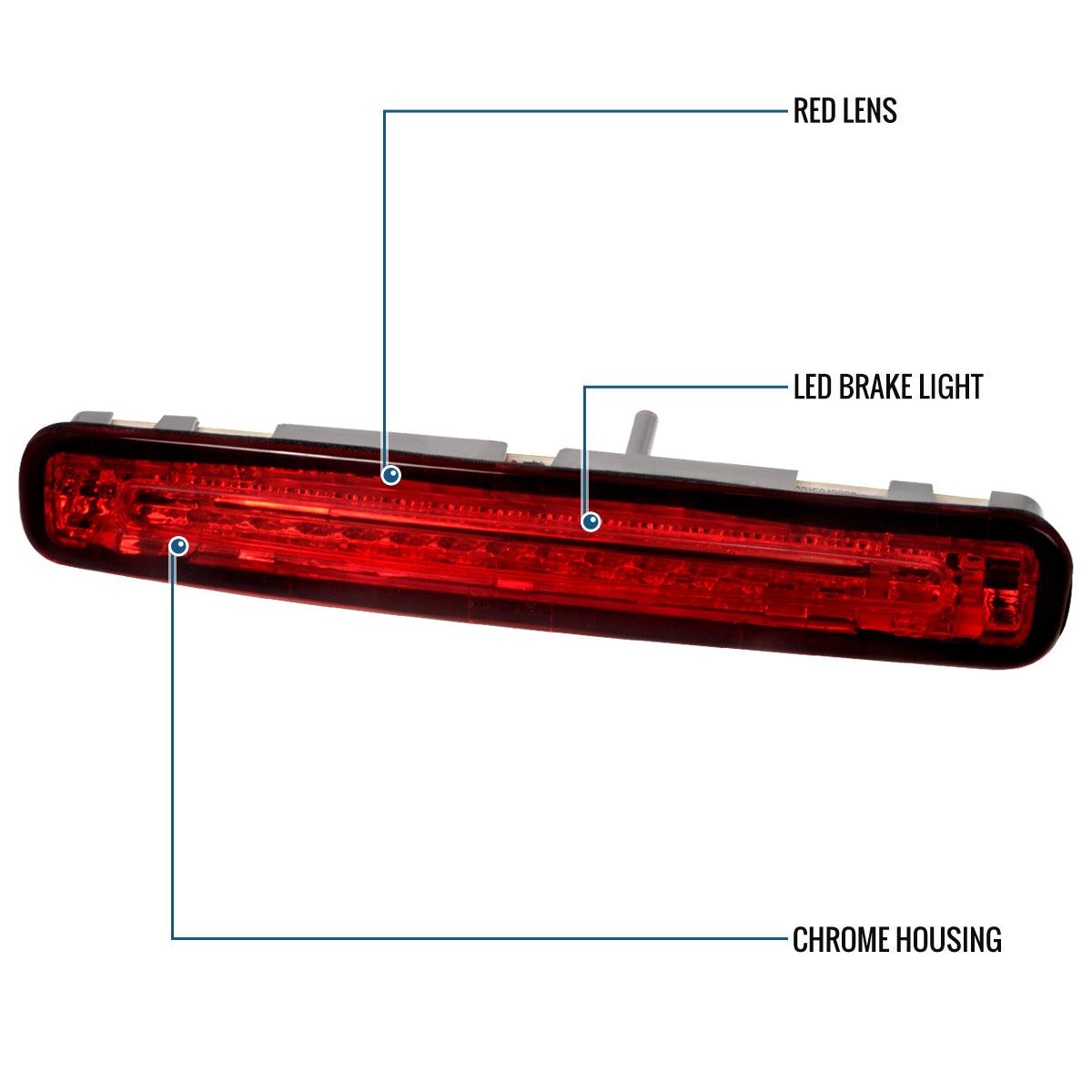 Ronnin - Fits 2005-2009 Ford Mustang LED 3rd Third Brake Light Center Lamp Replacement 1-Piece | Red
