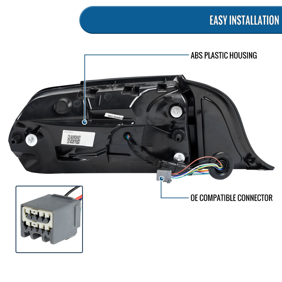 Ronnin - Fits 2015-2023 Ford Mustang Coupe Convertible Full LED Tail Lights Integrated Sequential Signal and Brake Lamps Upgraded Replacement Pair | Glossy Black