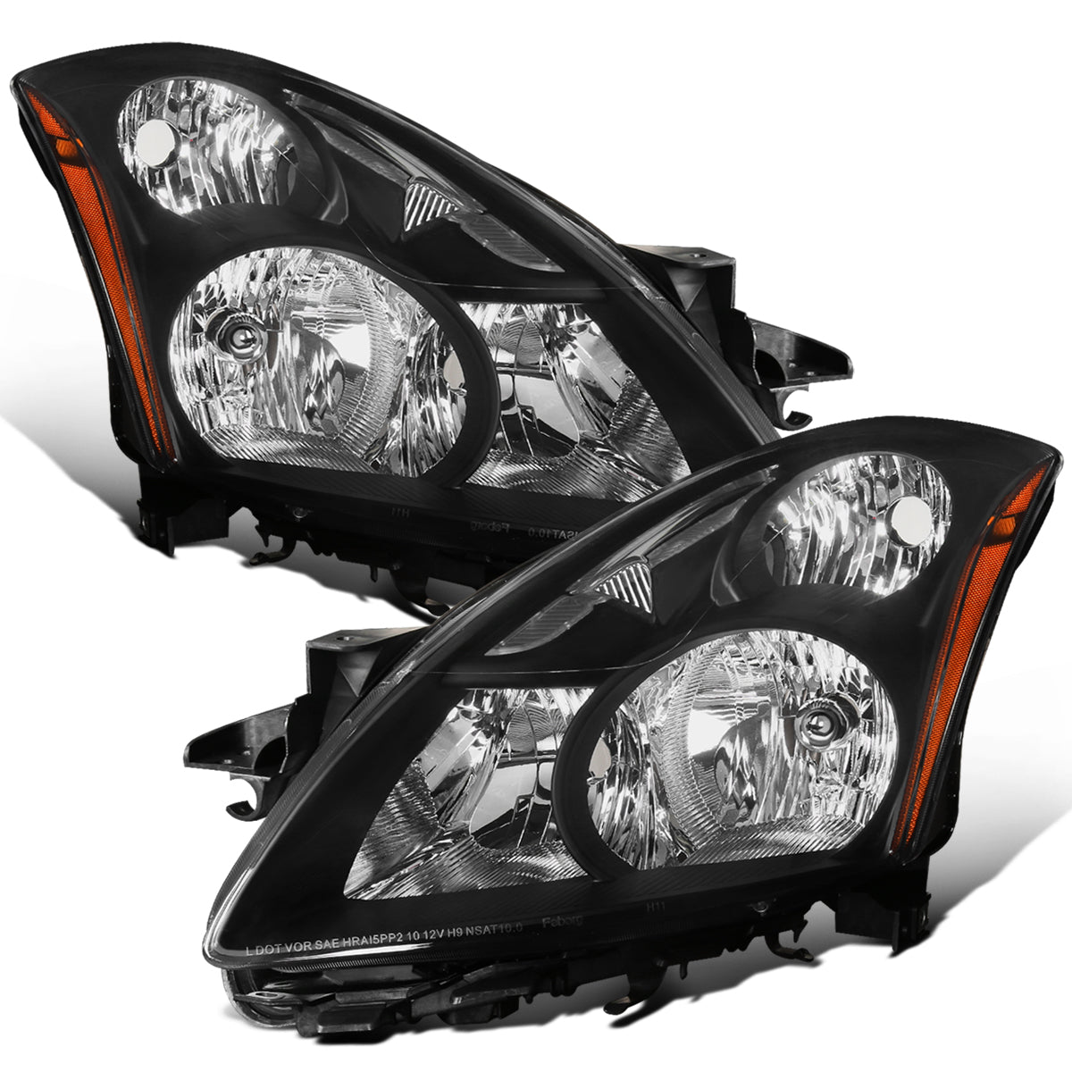 Ronnin - Fits 2010-2012 Nissan Altima Sedan Factory Replacement Halogen Headlights Assembly Pair | Black