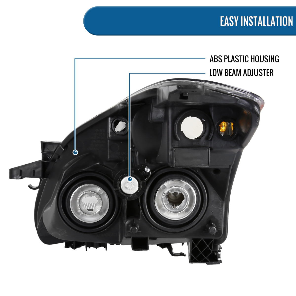 Ronnin - Fits 2010-2012 Nissan Altima Sedan Factory Replacement Halogen Headlights Assembly Pair | Chrome | Passenger Side