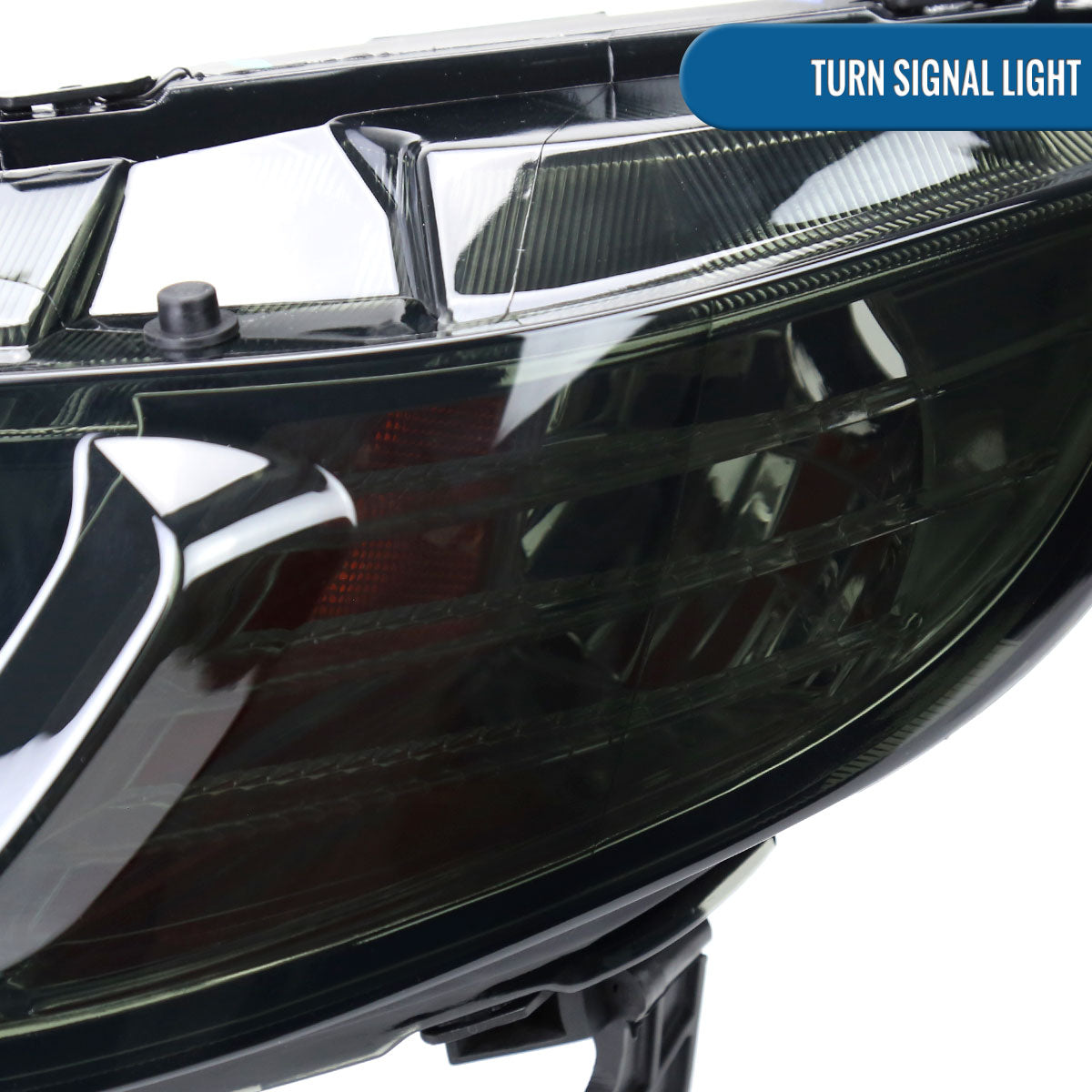 Ronnin - Fits 2006-2011 Honda Civic 4-Door Sedan LED Tube Running Lights Headlights Replacement Assembly Pair | Smoke
