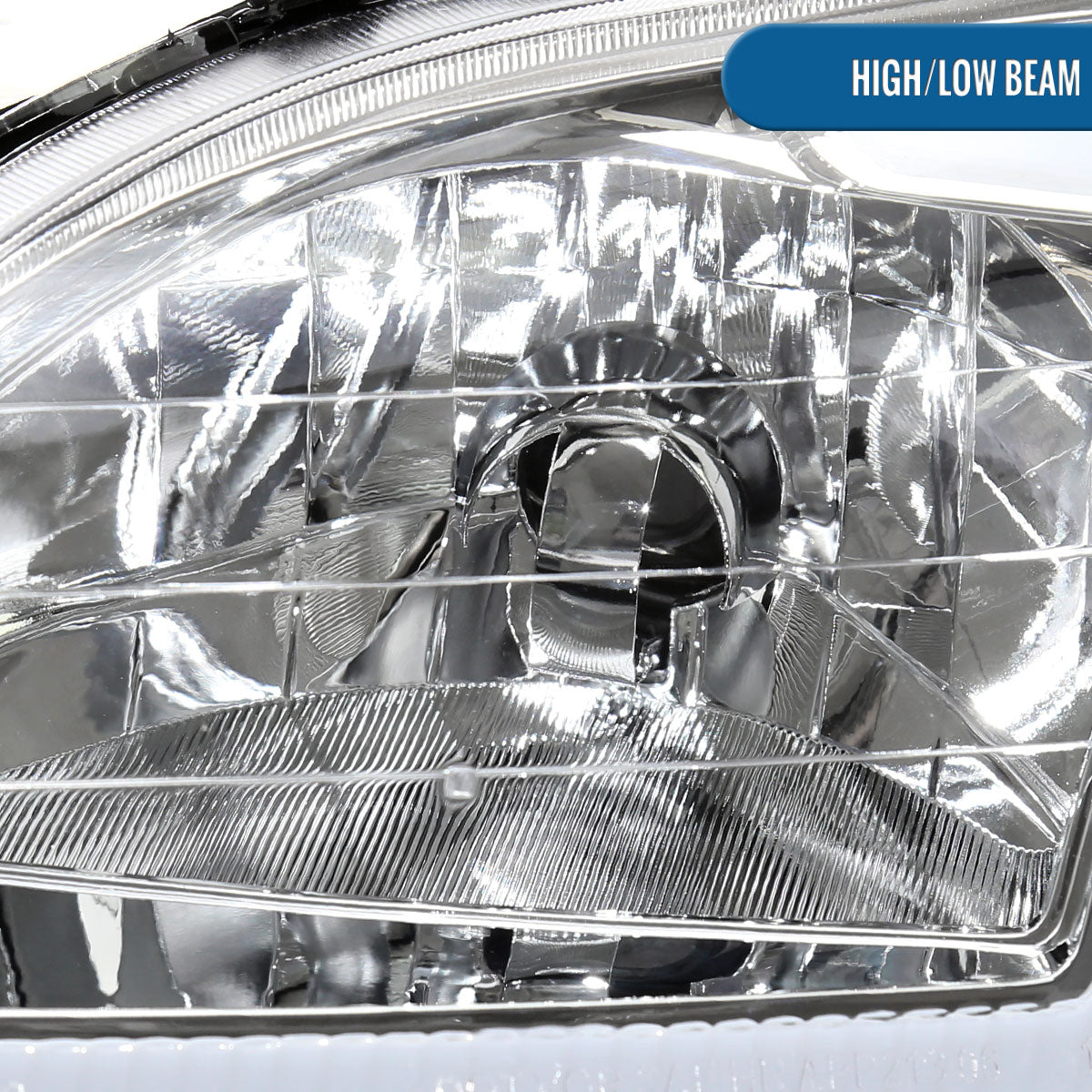 Ronnin - Fits 1996-1998 Honda Civic Upgraded LED Tube Running Lights Headlights Replacement Assembly Pair | Chrome