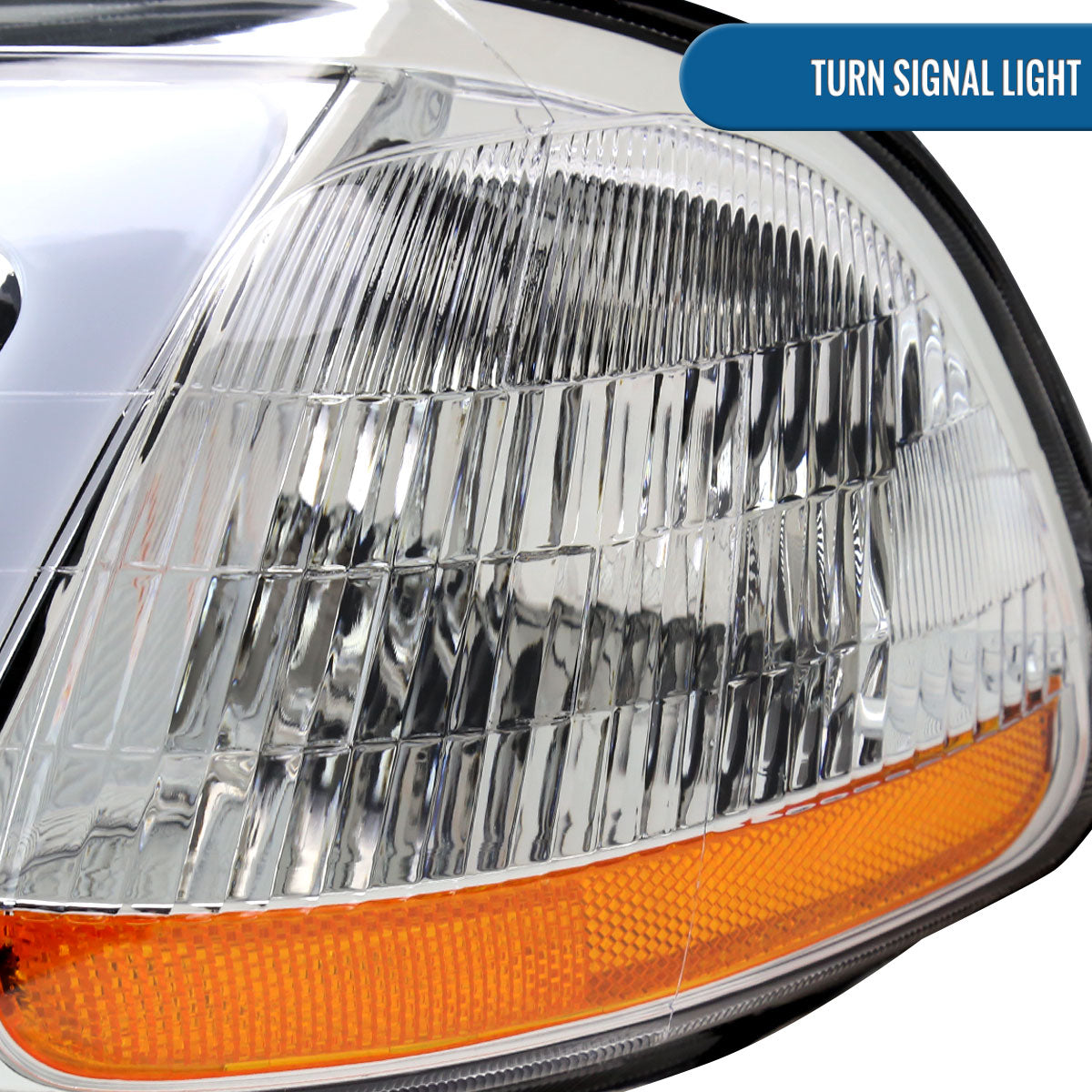 Ronnin - Fits 1996-1998 Honda Civic Upgraded LED Tube Running Lights Headlights Replacement Assembly Pair | Chrome