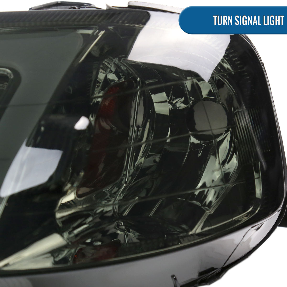 Ronnin - Fits 1999-2000 Honda Civic Upgraded LED Tube Running Lights Headlights Replacement Assembly Pair | Smoke