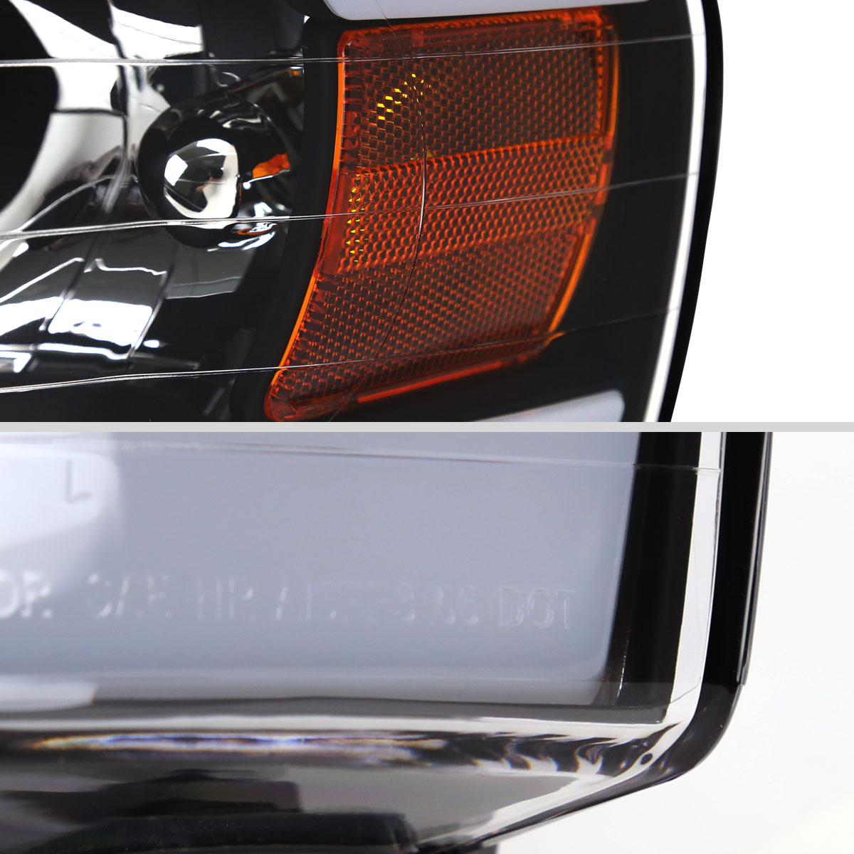 Ronnin - Fits 2002-2005 Dodge Ram 1500 2500 3500 Upgraded LED Tube Running Lights Headlights Replacement Assembly Pair | Black