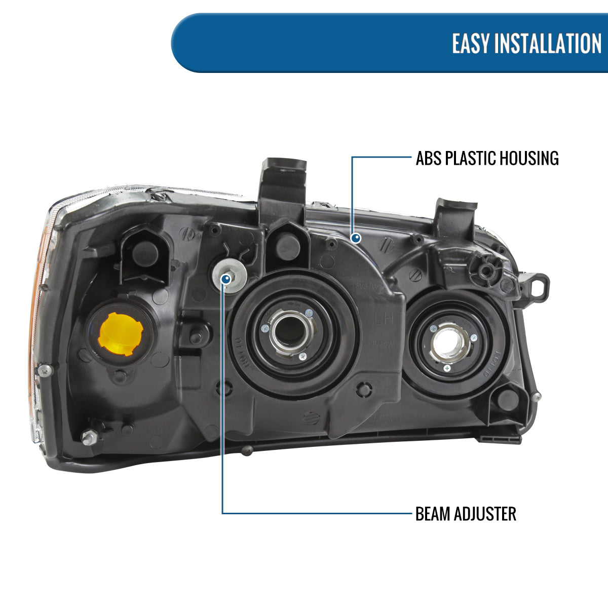 Ronnin - Fits 2001-2003 Toyota Highlander Factory Replacement Headlights Headlamp Assembly Pair | Black Smoke