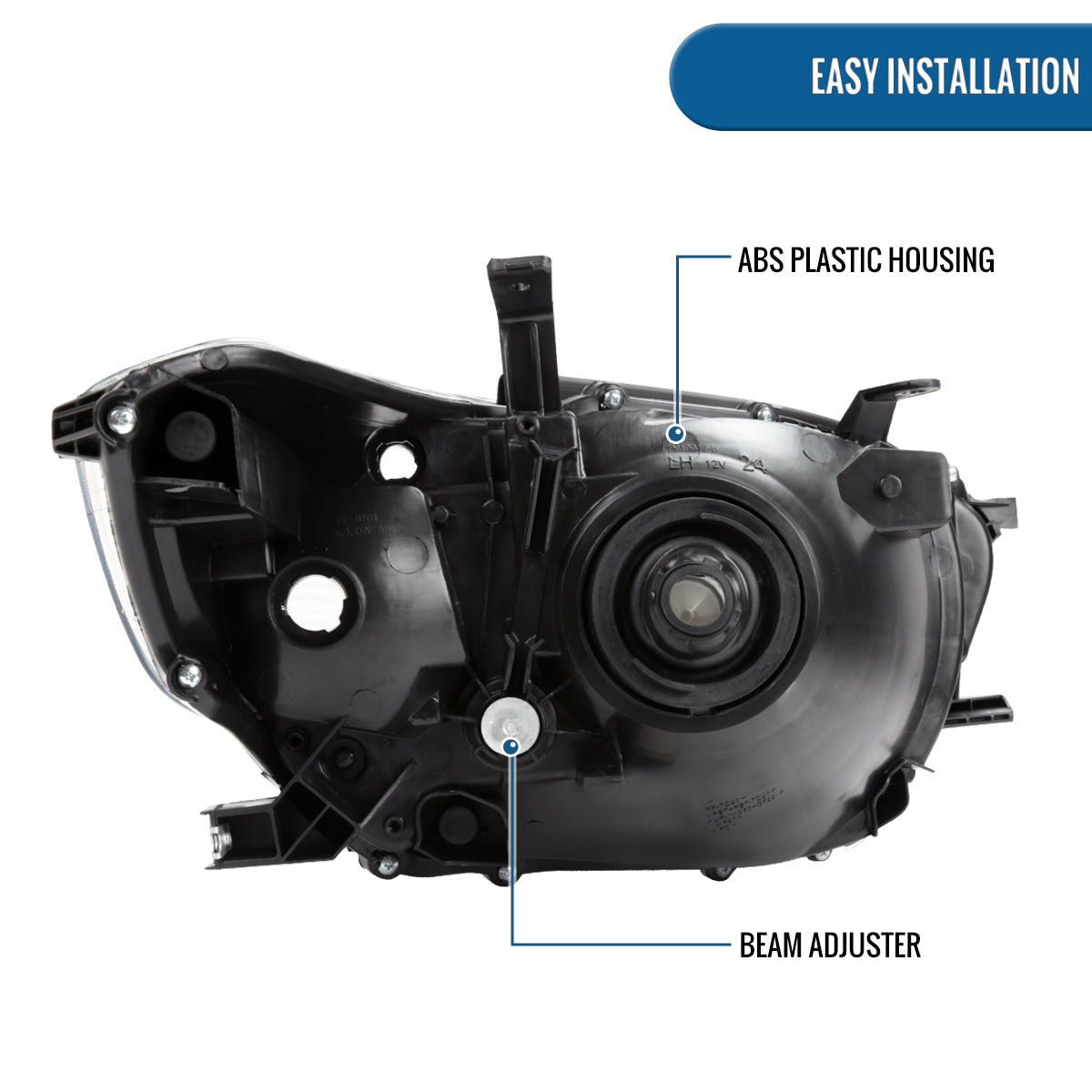 Ronnin - Fits 2008-2010 Toyota Highlander Base Limited SR5 SE Headlights Japan Built Halogen Models Replacement Pair | Smoke