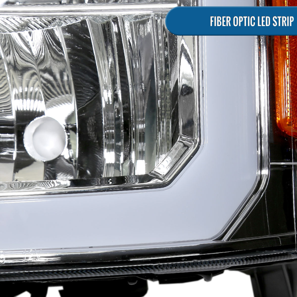 Ronnin - Fits 2007-2013 GMC Sierra 1500 2500HD 3500HD Upgraded LED Running Tube Lights Headlights Replacement Assembly Pair | Chrome