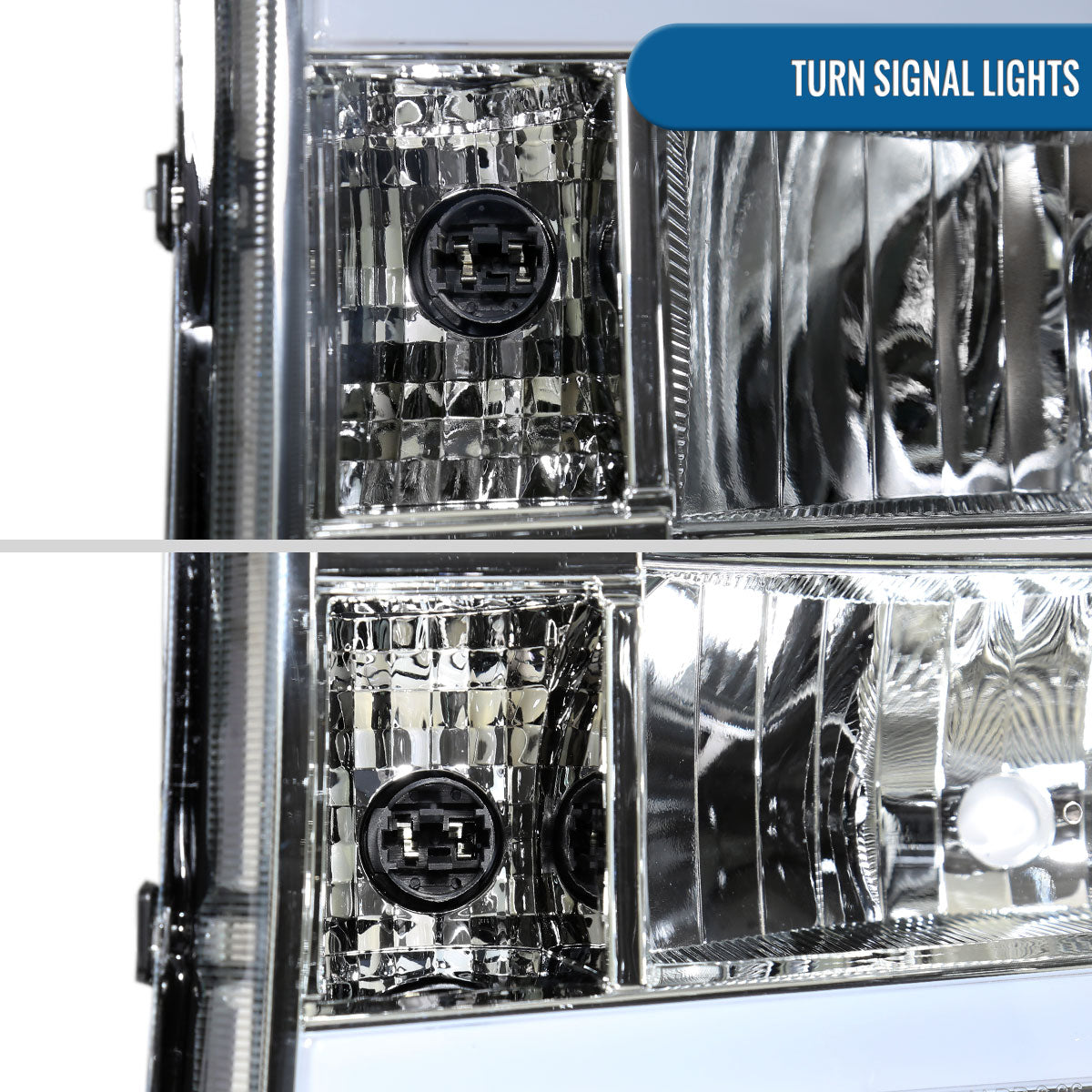 Ronnin - Fits 2007-2013 GMC Sierra 1500 2500HD 3500HD Upgraded LED Running Tube Lights Headlights Replacement Assembly Pair | Chrome