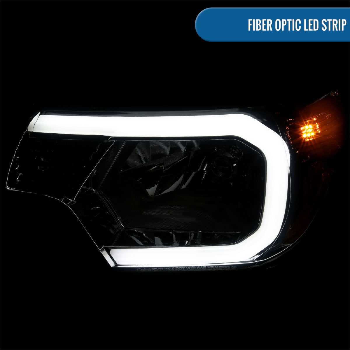 Ronnin - Fits 2012-2015 Toyota Tacoma Upgraded LED Running Tube Lights Headlights Replacement Assembly Pair | Smoke