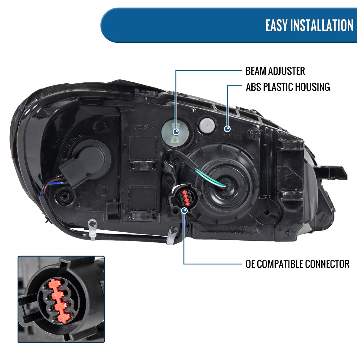 Ronnin - Fits 2000-2007 Ford Taurus Halogen Replacement Headlights Assembly Pair | Chrome