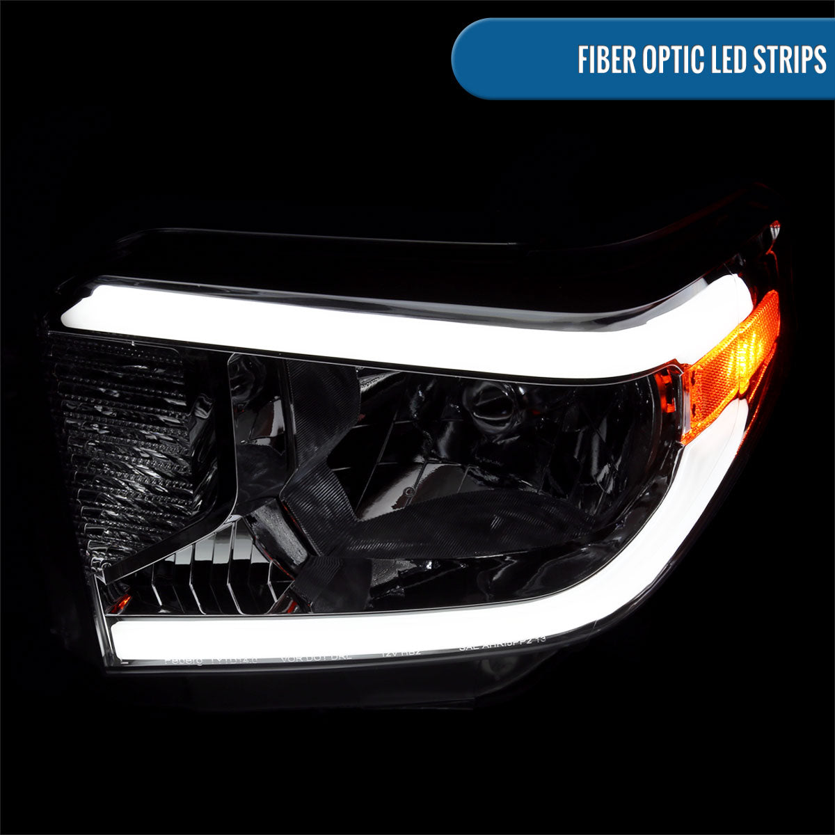 Ronnin - Fits 2014-2021 Toyota Tundra Upgraded Replacement LED Running Light Tube Halogen Headlights Assembly Pair | Chrome