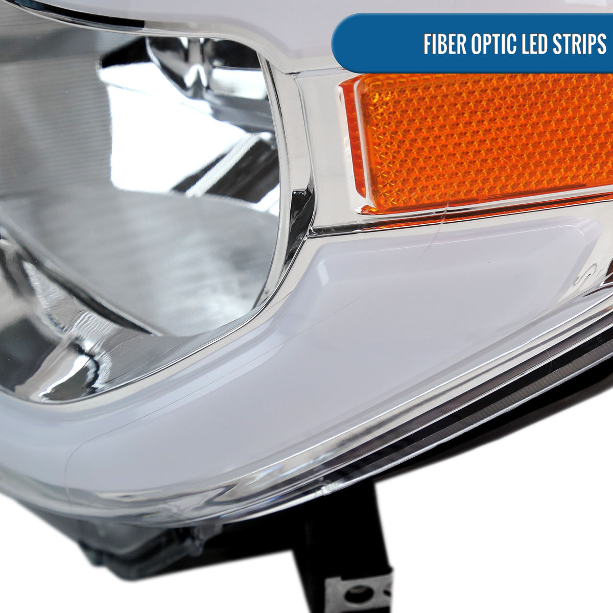 Ronnin - Fits 2014-2021 Toyota Tundra Upgraded Replacement LED Running Light Tube Halogen Headlights Assembly Pair | Chrome