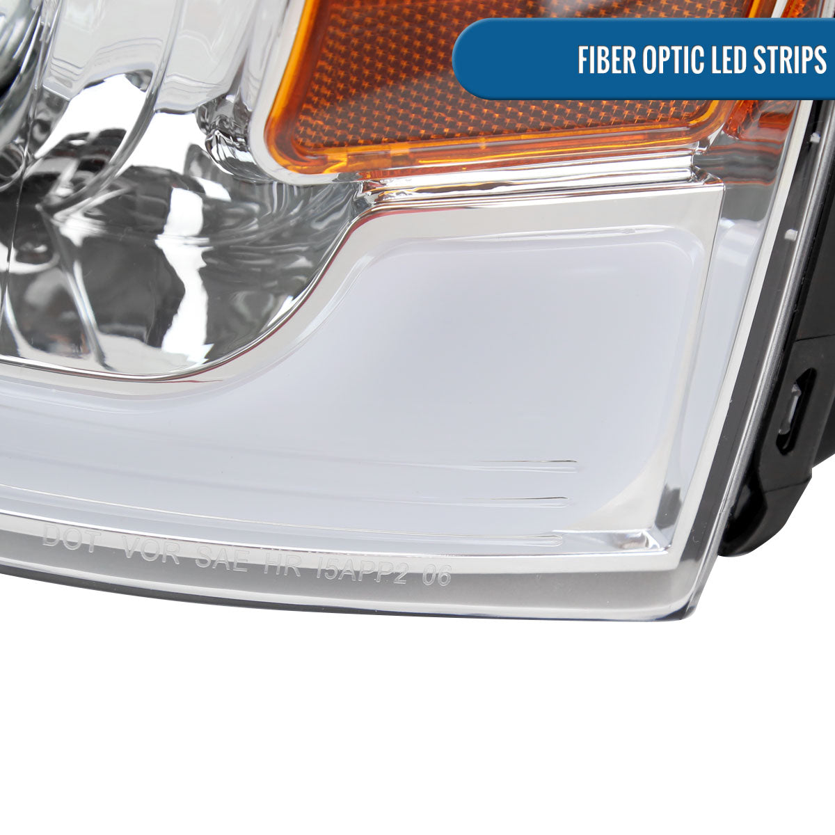 Ronnin - Fits 2004-2008 Ford F150 2006-2008 Lincoln Mark LT LED Tube Running Lights Projector Headlights Replacement Assembly Pair | Chrome