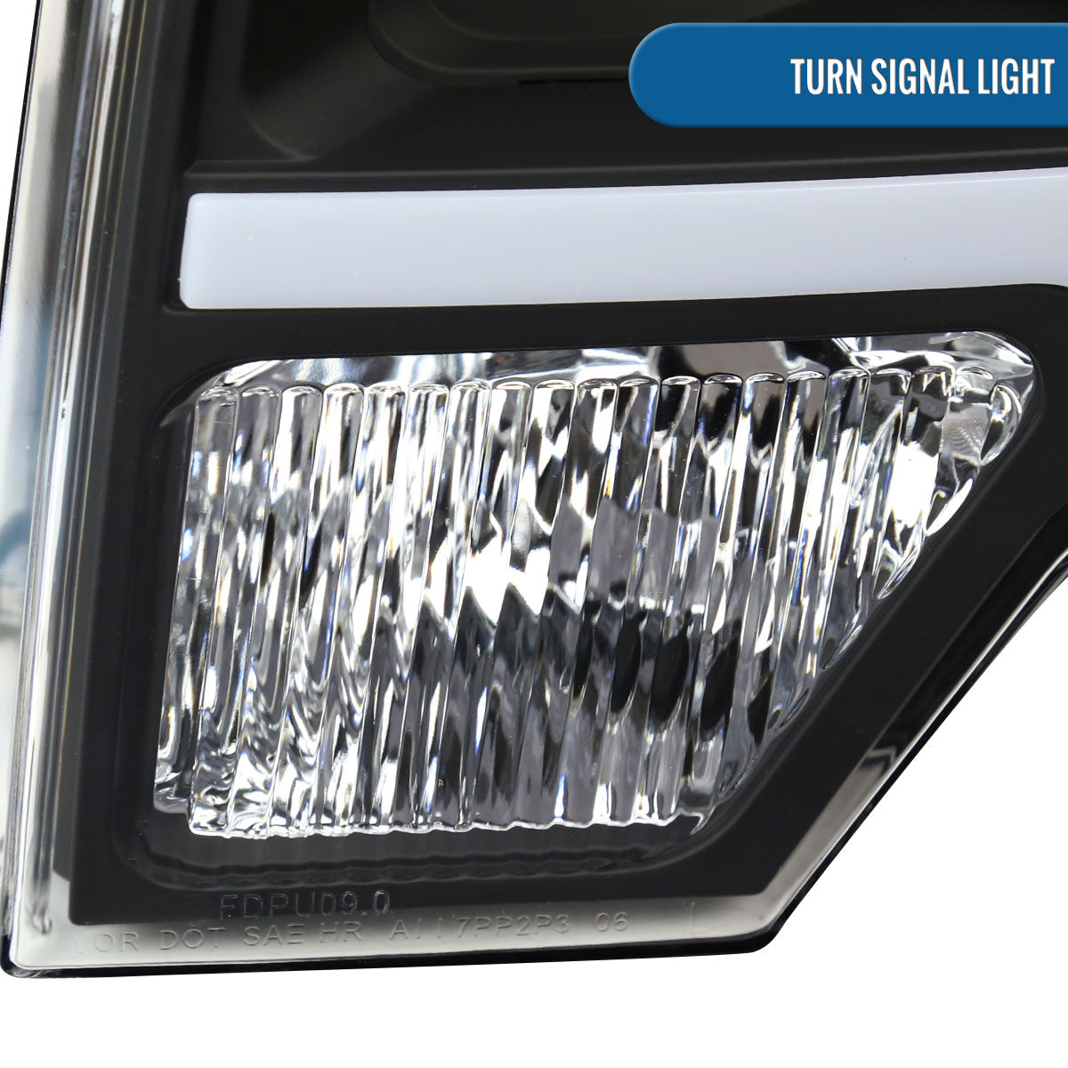 Ronnin - Fits 2009-2014 Ford F150 Upgraded LED Running Tube Lights Projector Headlights Replacement Assembly Pair | Black