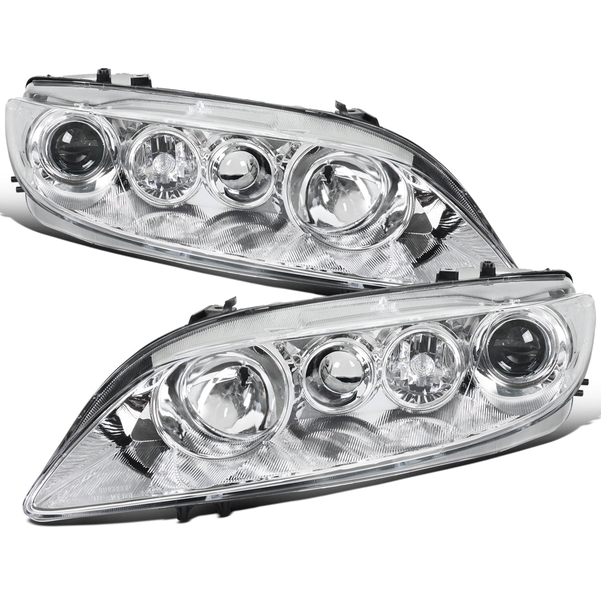 Ronnin - Fits 2003-2005 Mazda 6 Sedan Upgraded Replacement Projector Headlights Assembly Pair | Chrome