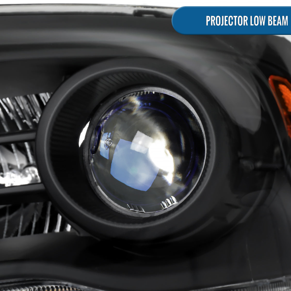 Ronnin - Fits 2013-2018 Ram 1500 2500 3500 2019-2024 Ram 1500 Classic Factory Upgraded Replacement Projector Headlights Amber Running Lights Assembly Pair | Black