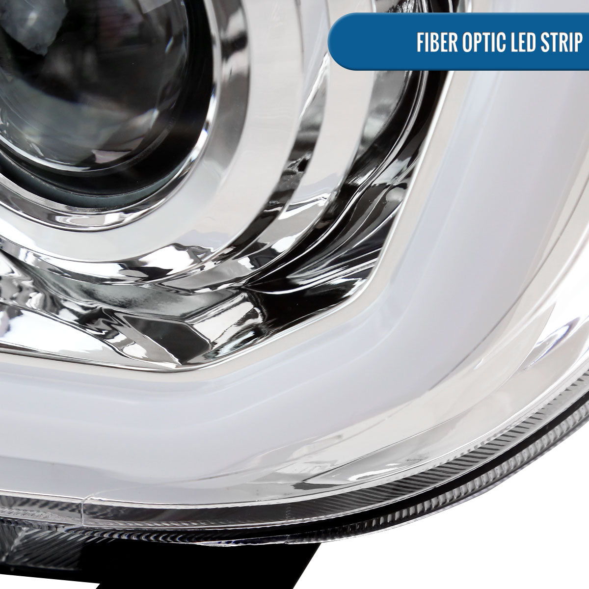 Ronnin - Fits 2007-2013 Toyota Tundra 2008-2017 Toyota Sequoia Upgraded LED Running Tube Lights Turn Signals Projector Headlights Assembly Pair | Chrome