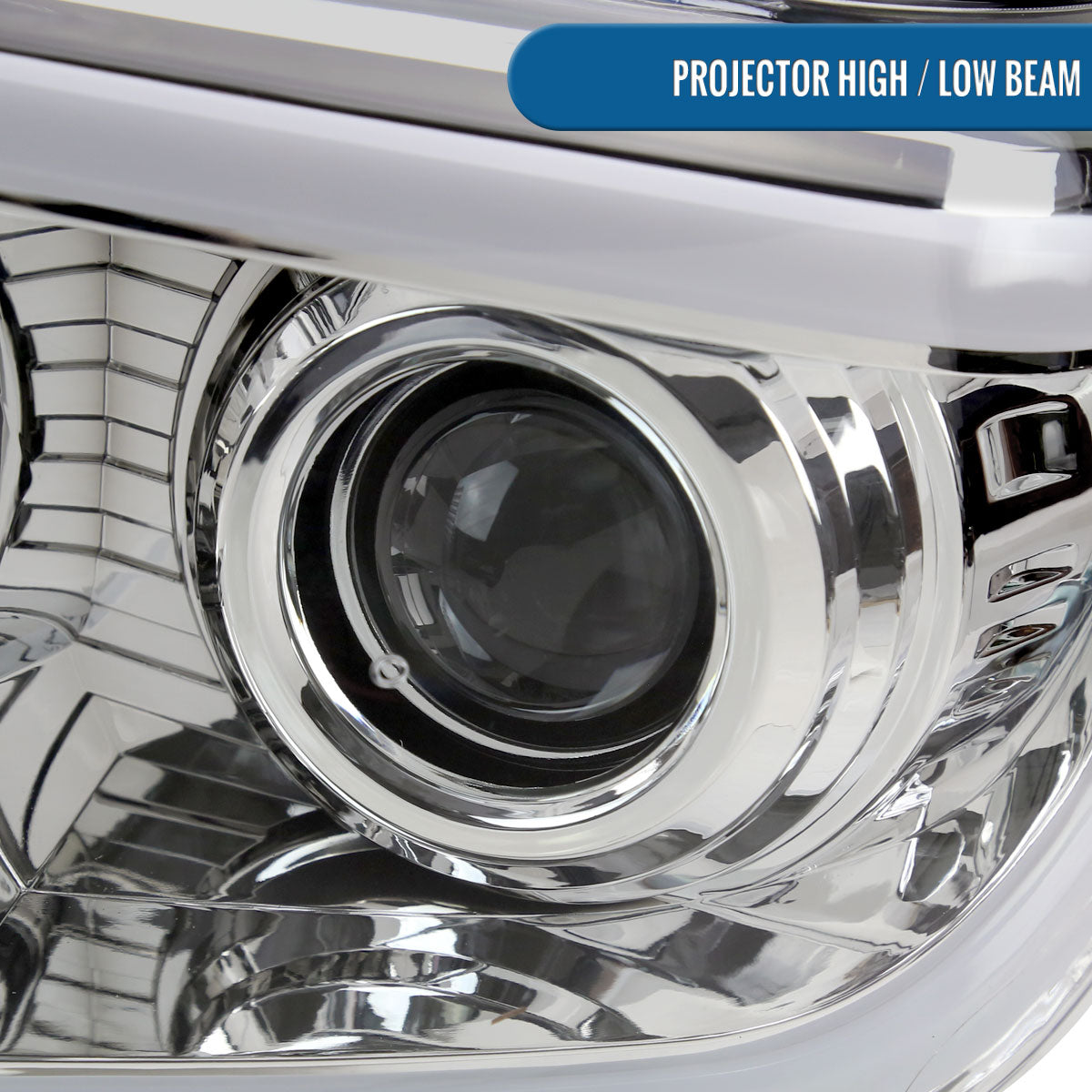 Ronnin - Fits 2014-2021 Toyota Tundra Upgraded Replacement LED Running Light Tube Halogen Projector Headlights Assembly Pair | Chrome
