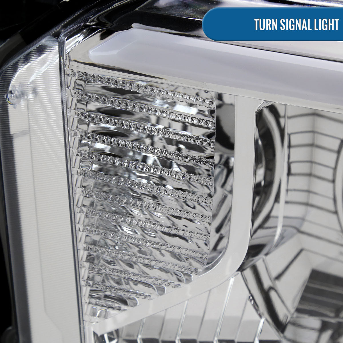 Ronnin - Fits 2014-2021 Toyota Tundra Upgraded Replacement LED Running Light Tube Halogen Projector Headlights Assembly Pair | Chrome