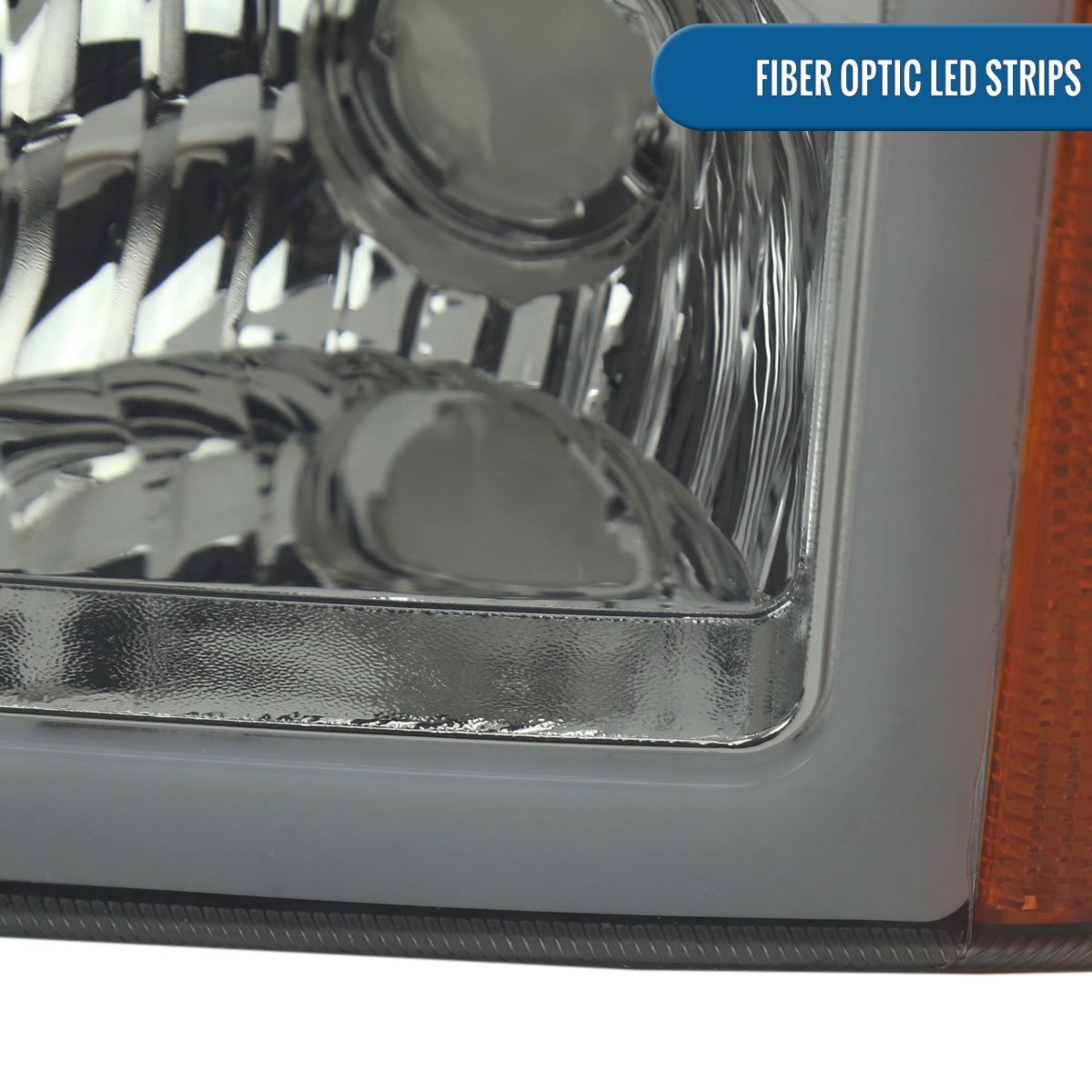 Ronnin - Fits 2003-2006 Chevy Silverado 1500 2500 3500 2002-2006 Avalanche Upgraded LED Running Tube Light Headlights + Bumper Lamps Replacement Assembly Pair | Smoke