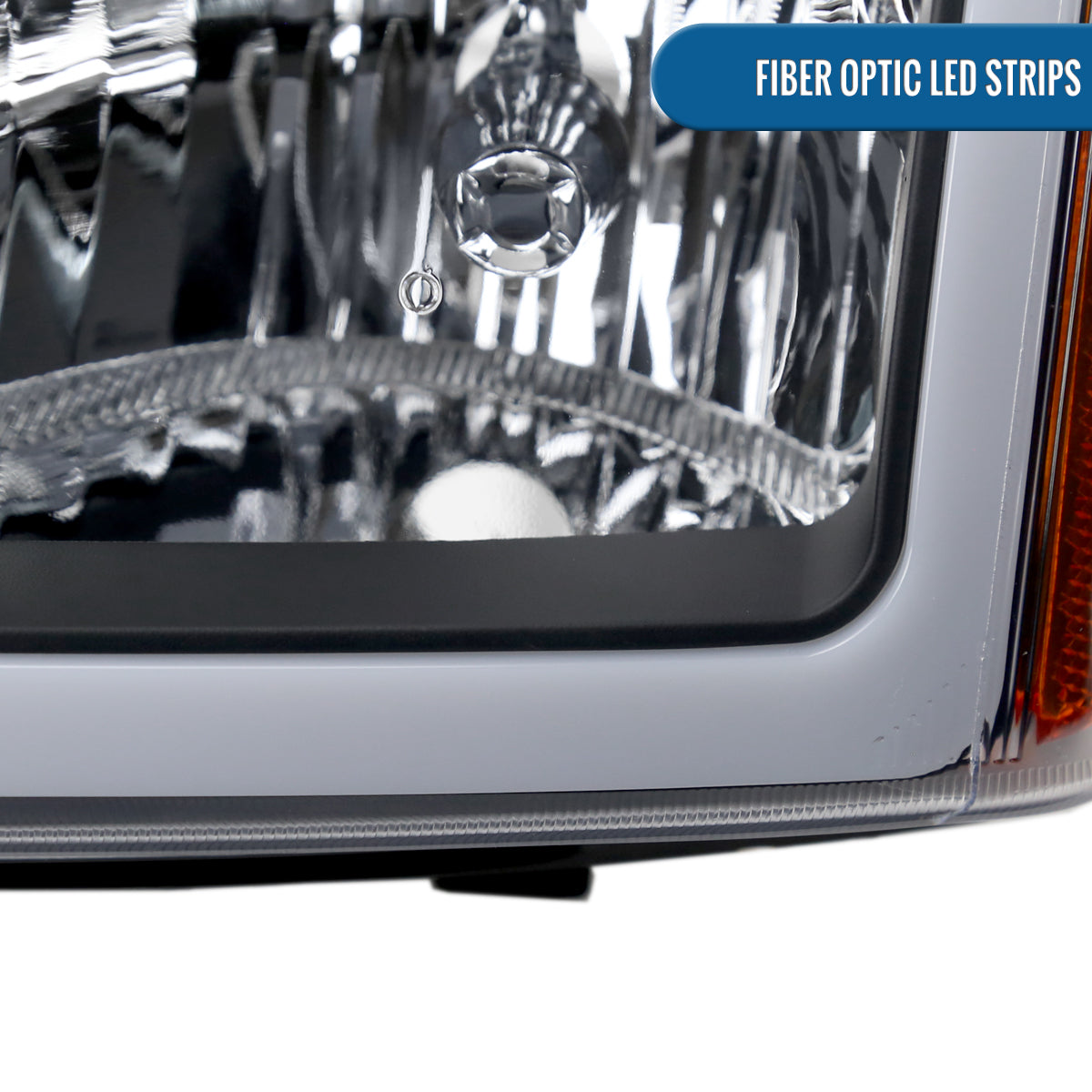 Ronnin - Fits 2003-2006 Chevy Silverado 1500 2500 3500 2002-2006 Avalanche Upgraded LED Running Tube Light Headlights + Bumper Lamps Replacement Assembly Pair | Black