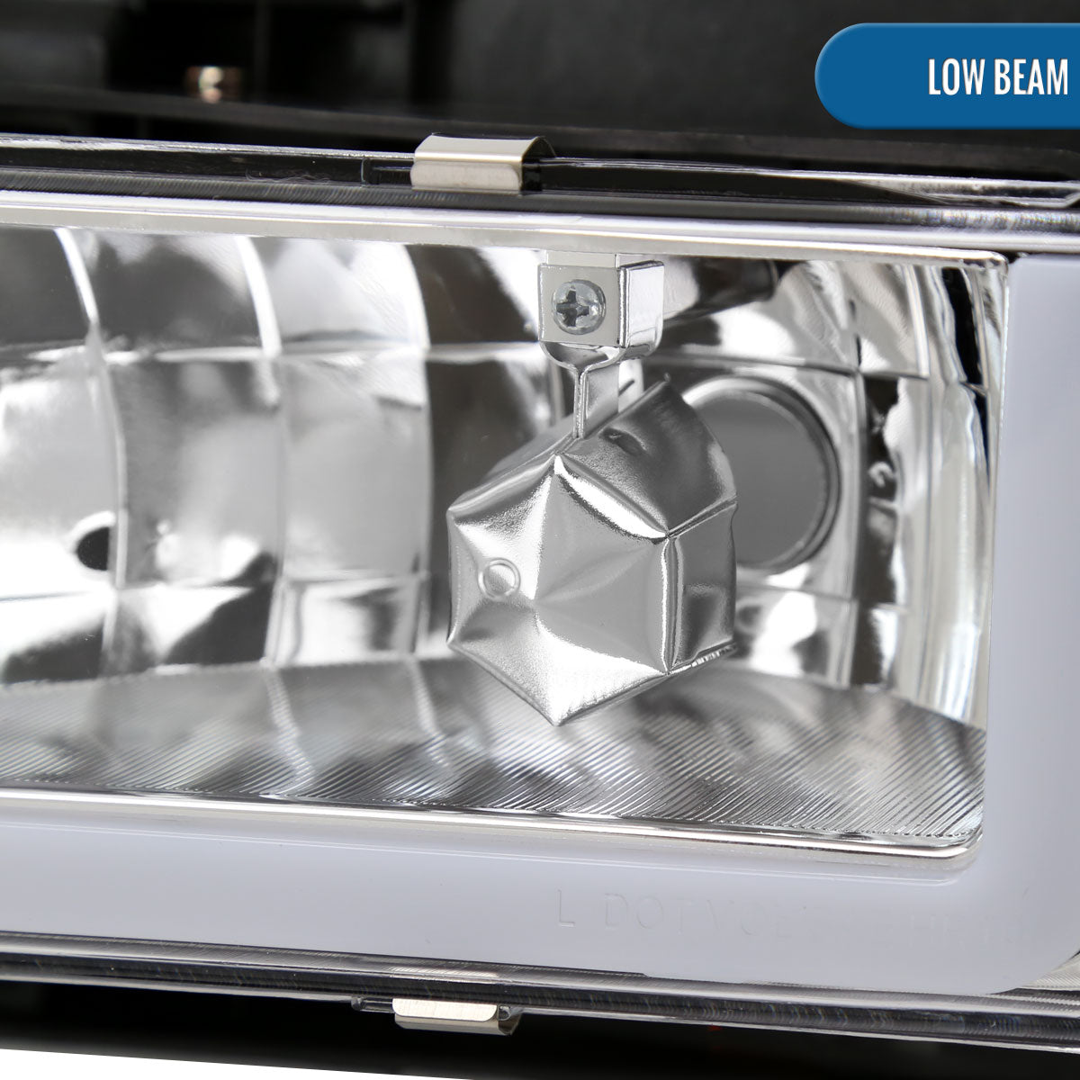 Ronnin - Fits 1988-1993 Chevy GMC C10 C/K 1500 2500 3500 Suburban Blazer Tahoe Silverado Sierra Upgraded LED Running Tube Lights Headlights + Bumper Lights + Corner Lamps Assembly Pair | Chrome