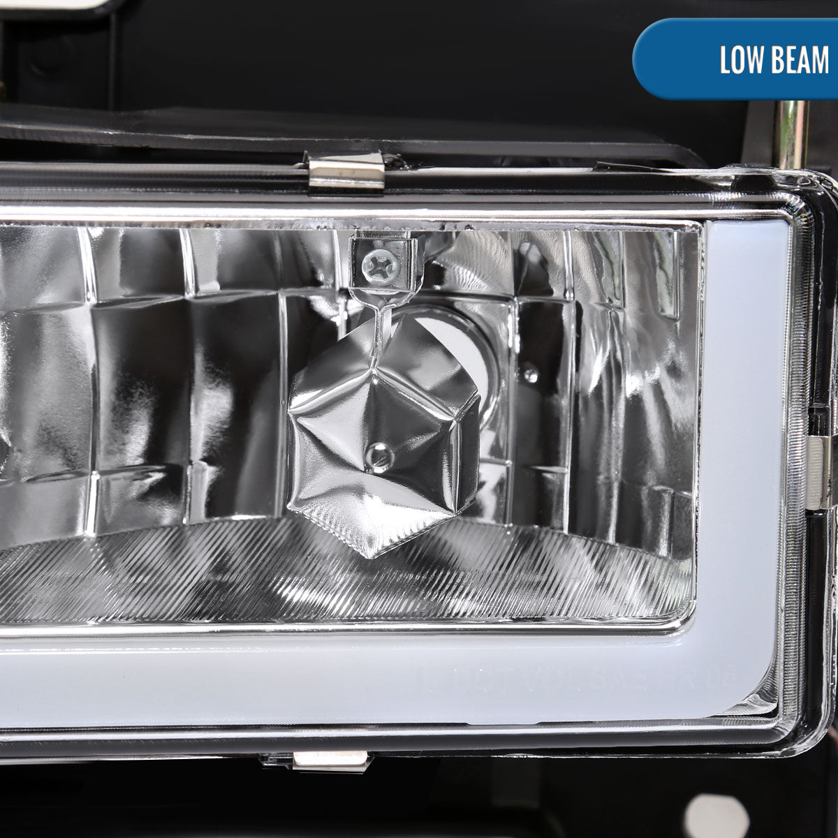 Ronnin - Fits 1994-1999 GMC C10 C/K Suburban Sierra Yukon LED Running Tube Lights Headlights + Corner Bumper Parking Lamps Replacement Set Pair | Chrome