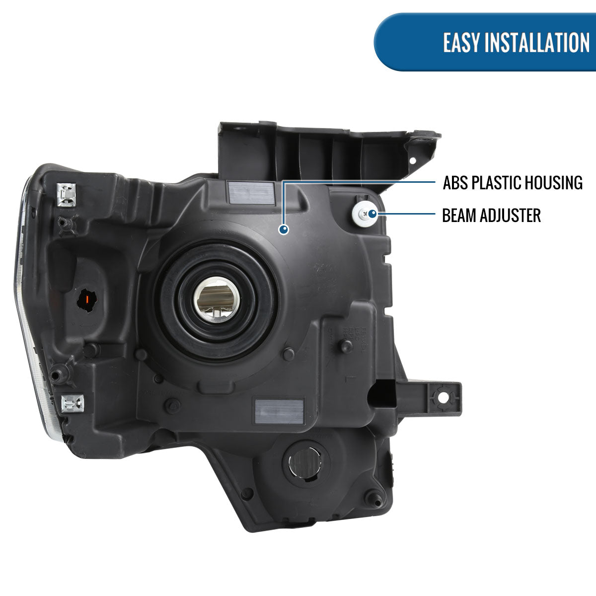 Ronnin - Fits 2009-2014 Ford F150 Pickup Truck Factory Replacement Halogen Headlights Assembly Pair | Black Smoke