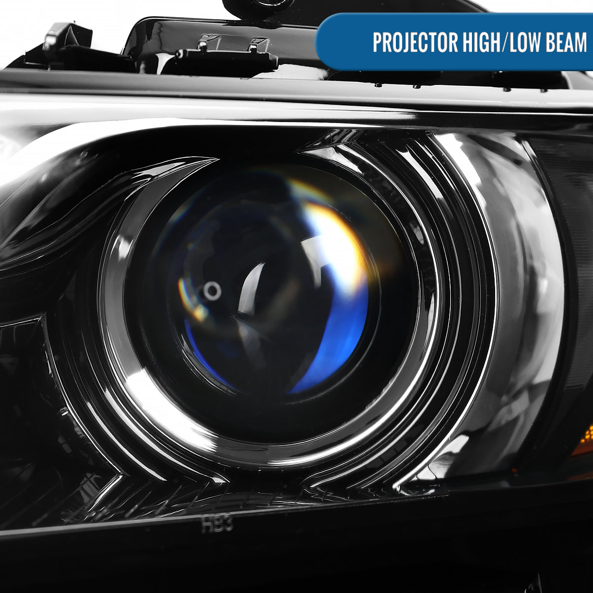 Ronnin - Fits 2014-2020 Chevy Impala Factory Replacement Halogen Projector Headlights Assembly Pair | Gloss Black | Passenger Side