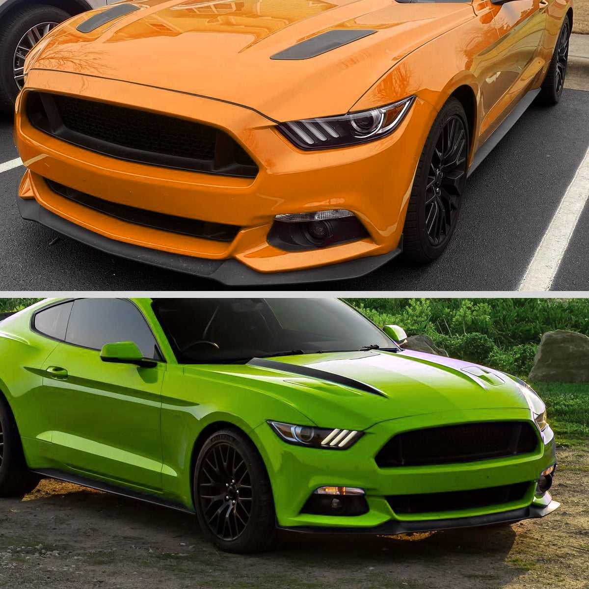 Ronnin - Fits 2015-2022 Ford Mustang Coupe Convertible Upgraded HID Xenon Projector Headlights Switchback Sequential Turn Signals + Animated Startup Effect Assembly Pair | Black