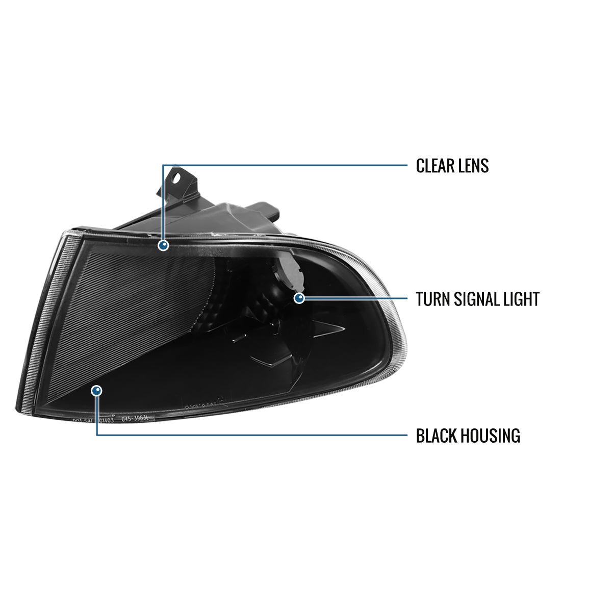 Ronnin - Fits 1992-1995 Honda Civic 2Dr 3Dr Coupe Hatchback Corner Turn Signals Lights Replacement Assembly Pair | Black