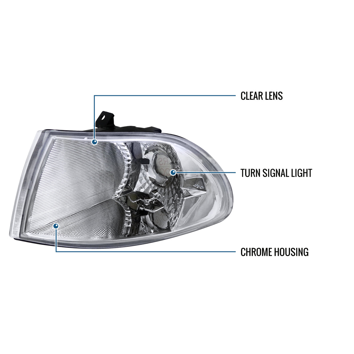 Ronnin - Fits 1992-1995 Honda Civic 4Dr Sedan Corner Turn Signals Lights Replacement Assembly Pair | Chrome