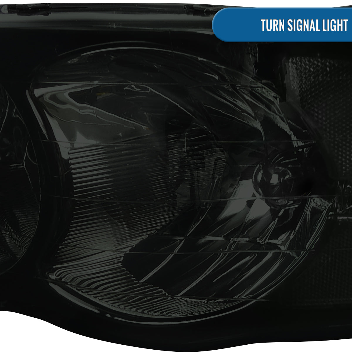 Ronnin - Fits 2002-2005 Dodge Ram 1500 2500 3500 Clear Reflector Factory Style Replacement Headlights Assembly Pair | Smoke