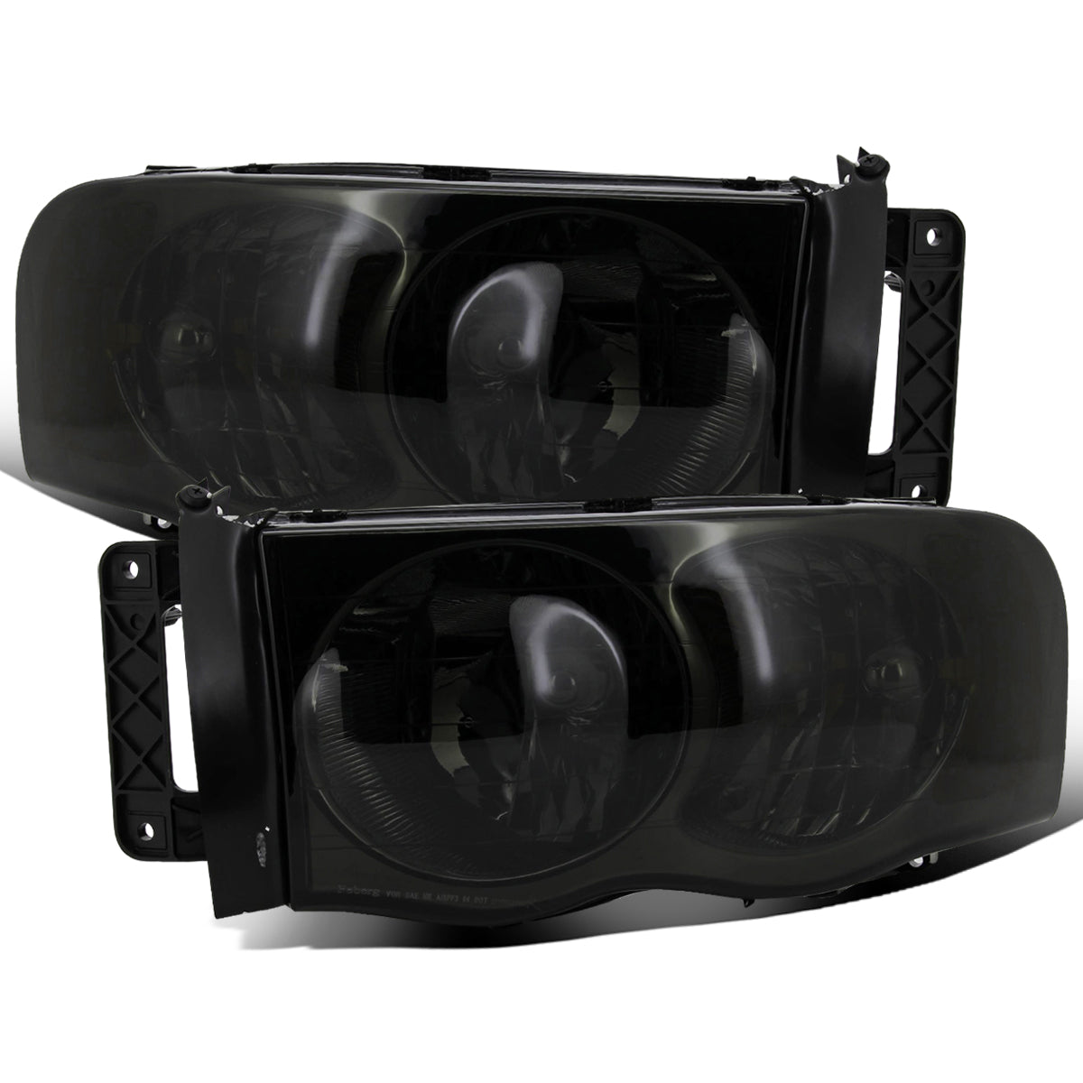 Ronnin - Fits 2002-2005 Dodge Ram 1500 2500 3500 Clear Reflector Factory Style Replacement Headlights Assembly Pair | Smoke