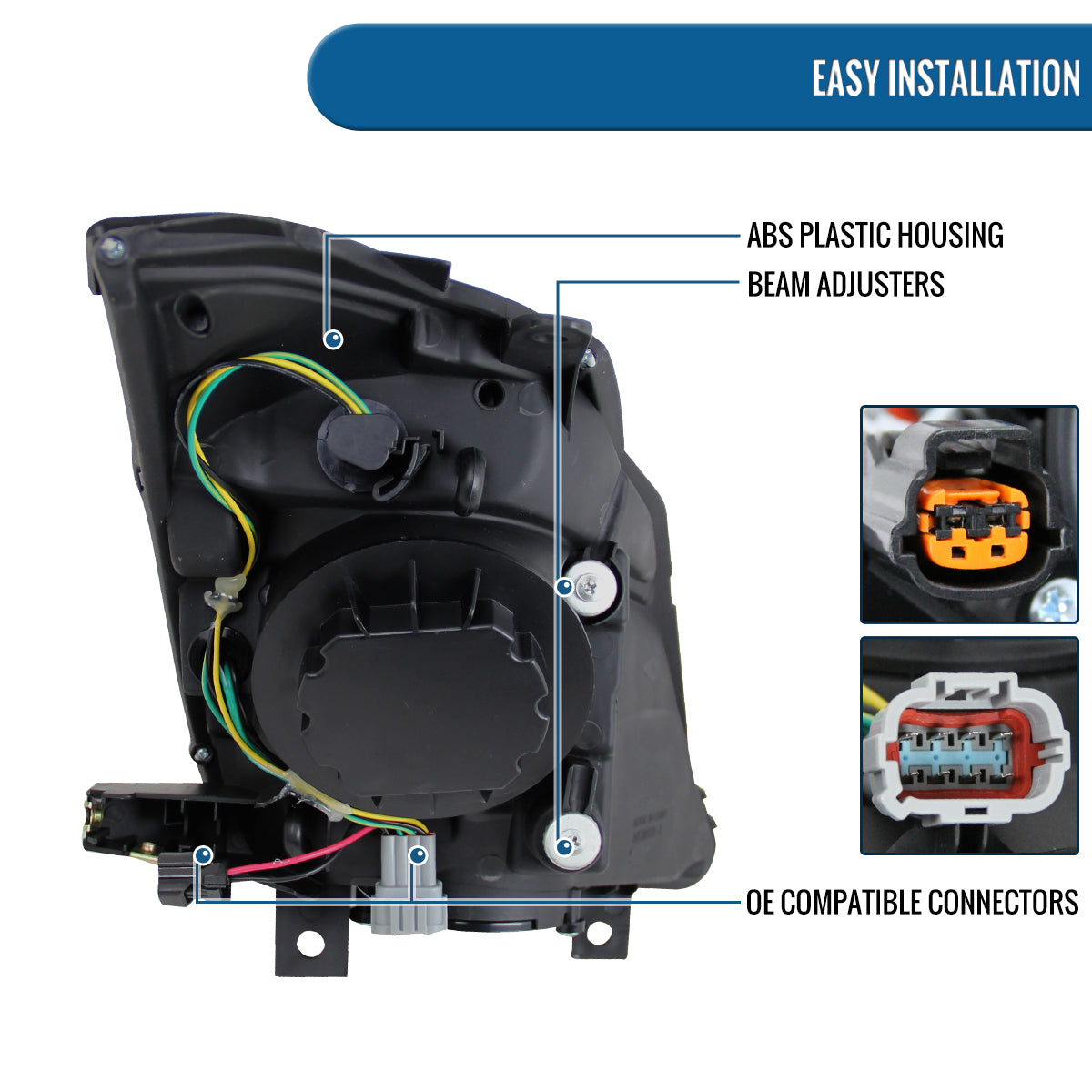 Ronnin - Fits 2003-2005 Nissan 350Z Upgraded LED Strip HID Xenon Projector Headlights Assembly Pair | Smoke